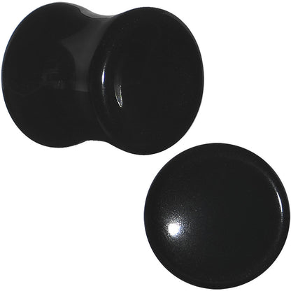 00G Natural Black Obsidian Saddle Plug Set