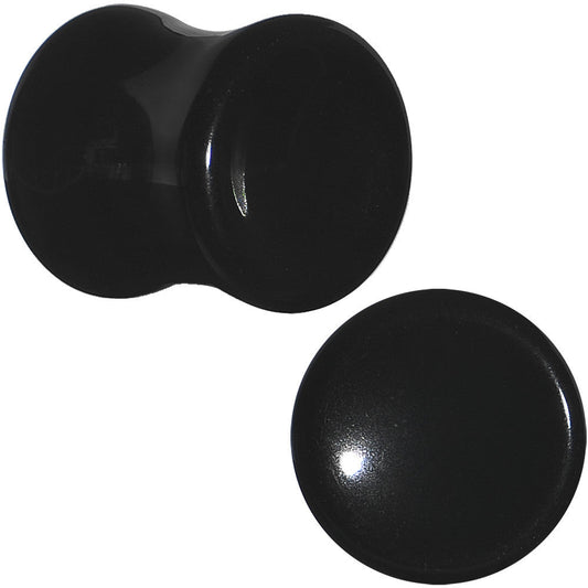 00G Natural Black Obsidian Saddle Plug Set