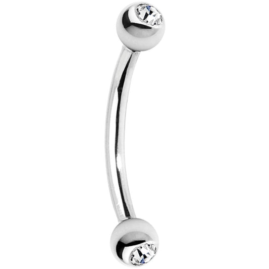 16G 3/8 Clear Gem Internally Threaded Eyebrow Ring