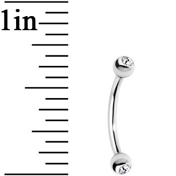 16G 3/8 Clear Gem Internally Threaded Eyebrow Ring