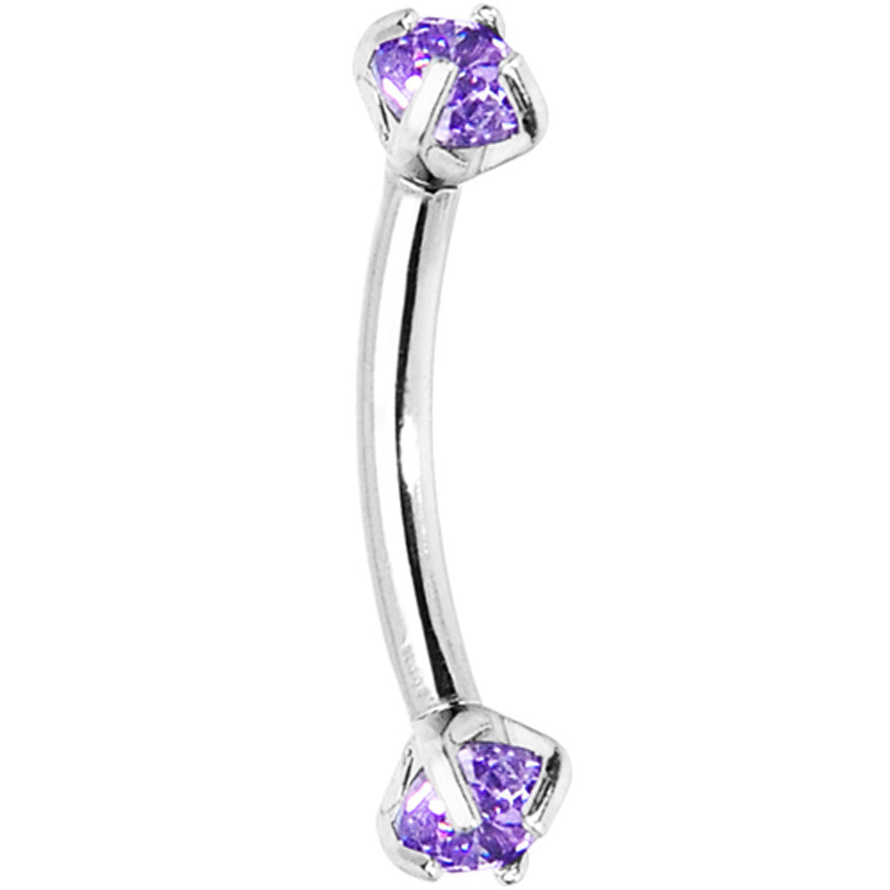 Tanzanite Purple Prong Set Gem Internally Threaded Eyebrow Ring