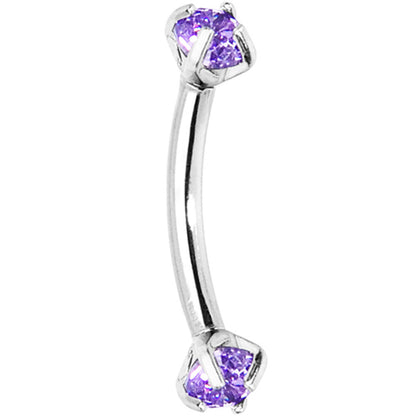 Tanzanite Purple Prong Set Gem Internally Threaded Eyebrow Ring