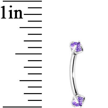 Tanzanite Purple Prong Set Gem Internally Threaded Eyebrow Ring