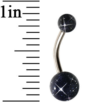 Grade 23 Solid Titanium Black Glitter Acrylic Belly Ring