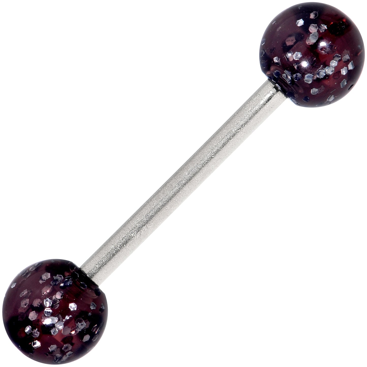Grade 23 Solid Titanium Black Glitter Acrylic Barbell Tongue Ring