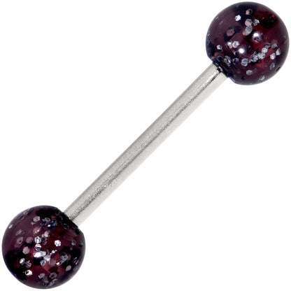 Grade 23 Solid Titanium Black Glitter Acrylic Barbell Tongue Ring