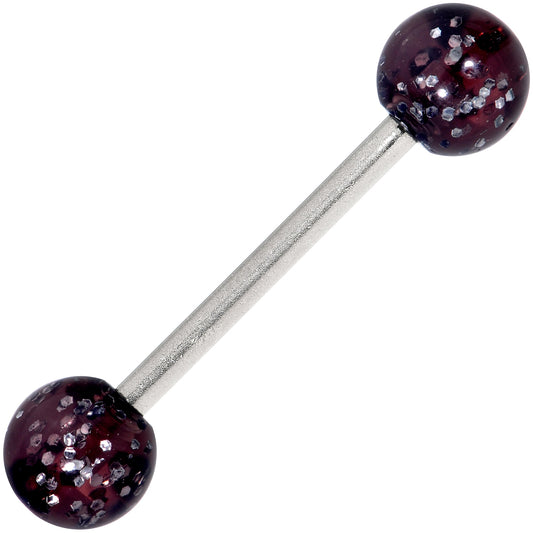 Grade 23 Solid Titanium Black Glitter Acrylic Barbell Tongue Ring