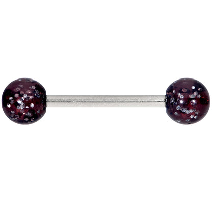 Grade 23 Solid Titanium Black Glitter Acrylic Barbell Tongue Ring