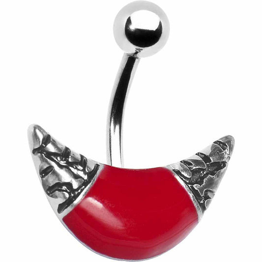 Red Shine Devilish Crescent Belly Ring