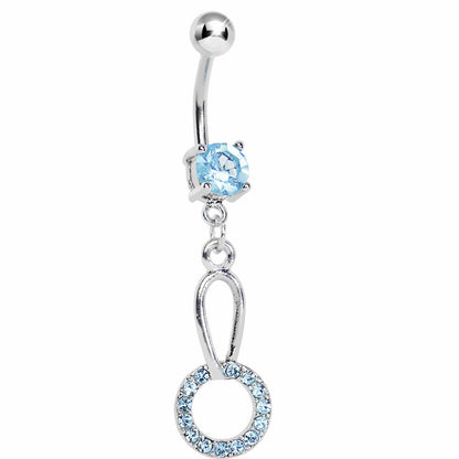 Aqua Gem Paved Circular Loop Belly Ring