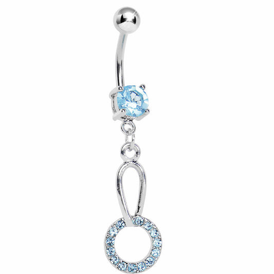 Aqua Gem Paved Circular Loop Belly Ring