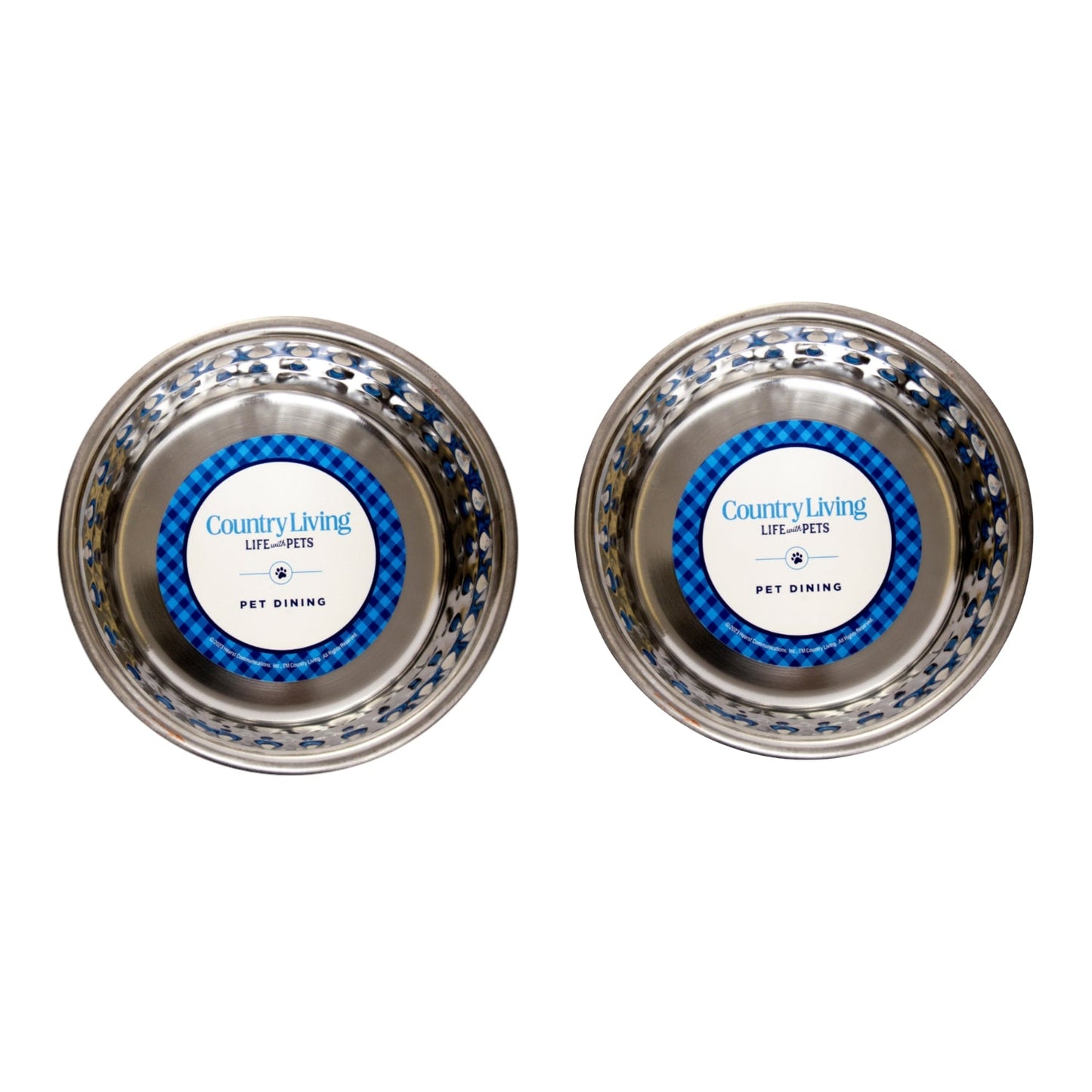 Country Living Set of 2 Hammered Stainless Steel Dog Bowls – Lavender