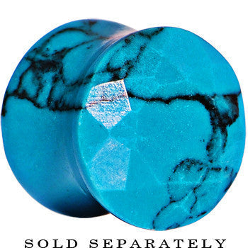 1/2 Turquoise Semi Precious Stone Faceted Double Flare Plug