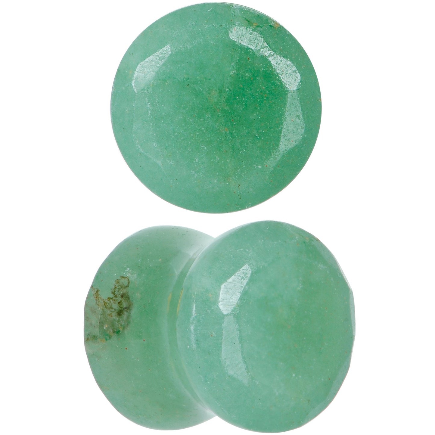 00G Green Aventurine Natural Stone Faceted Saddle Plug Set