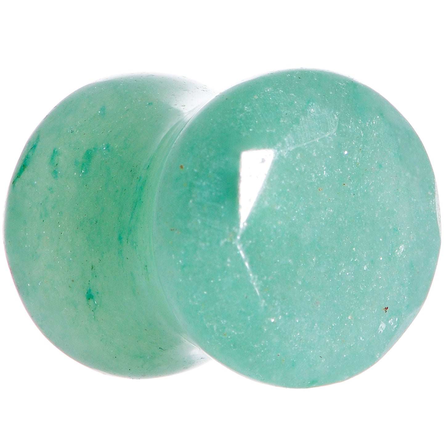 0G Set of Green Aventurine Semi Precious Stone Faceted Double Flare Plug