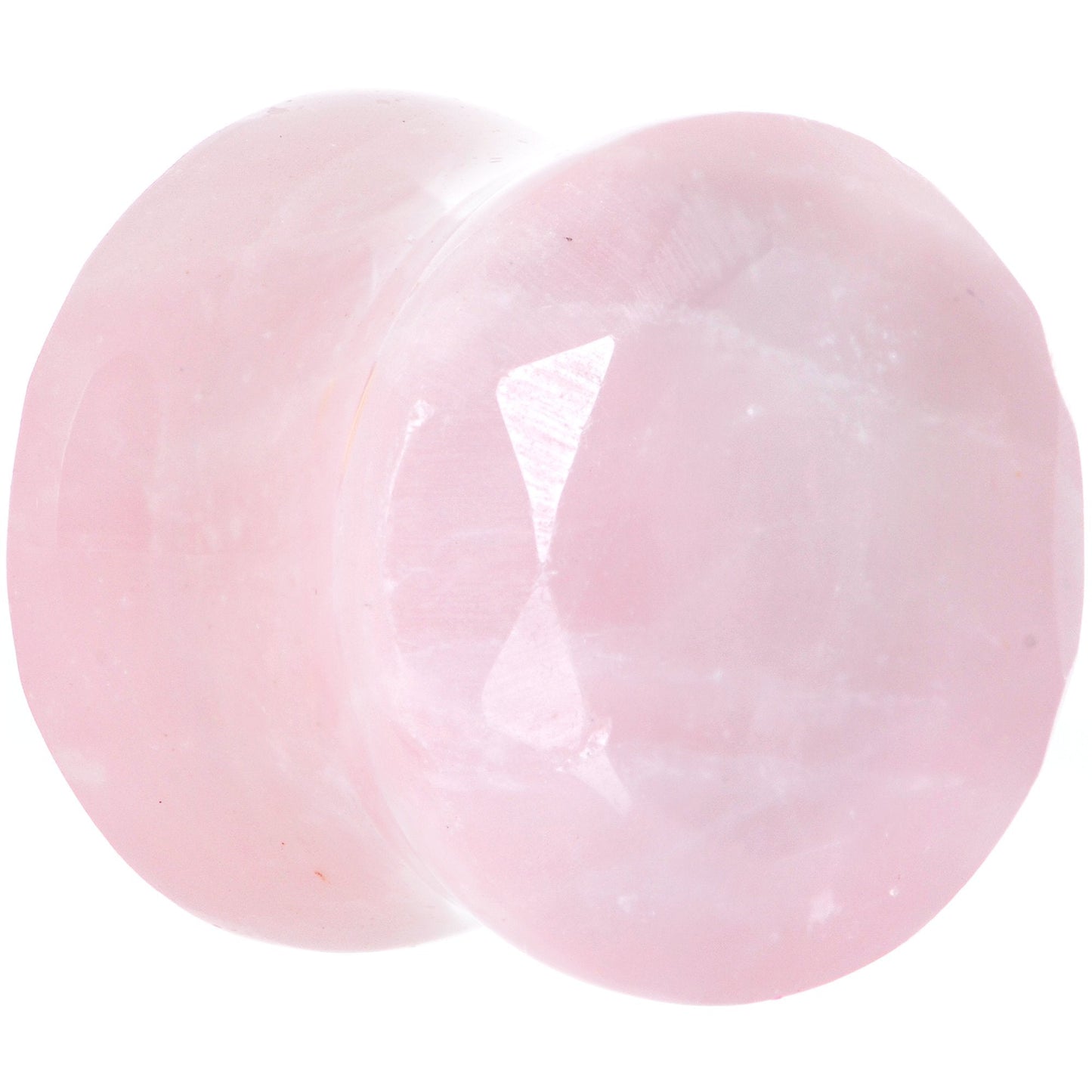 1/2 Rose Quartz Natural Stone Faceted Saddle Plug Set