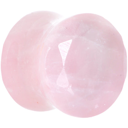 1/2 Rose Quartz Natural Stone Faceted Saddle Plug Set