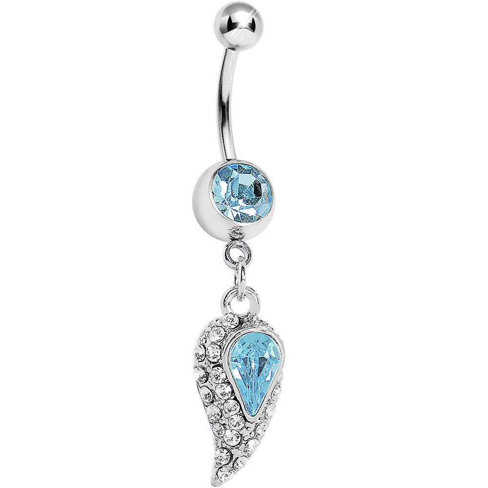 Aqua Gem Inverted Encrusted Teardrop Belly Ring