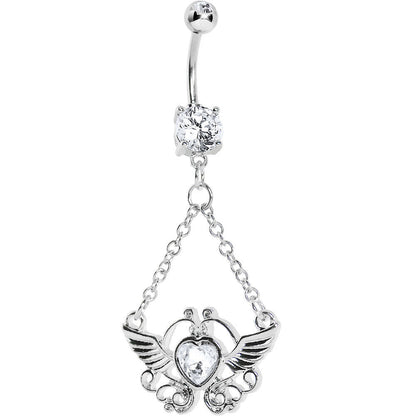 Crystalline Gem Girly Winged Heart Belly Ring