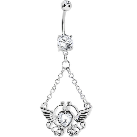 Crystalline Gem Girly Winged Heart Belly Ring