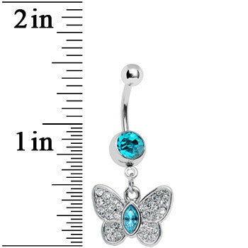 Aqua Gem Marquis Core Butterfly Belly Ring