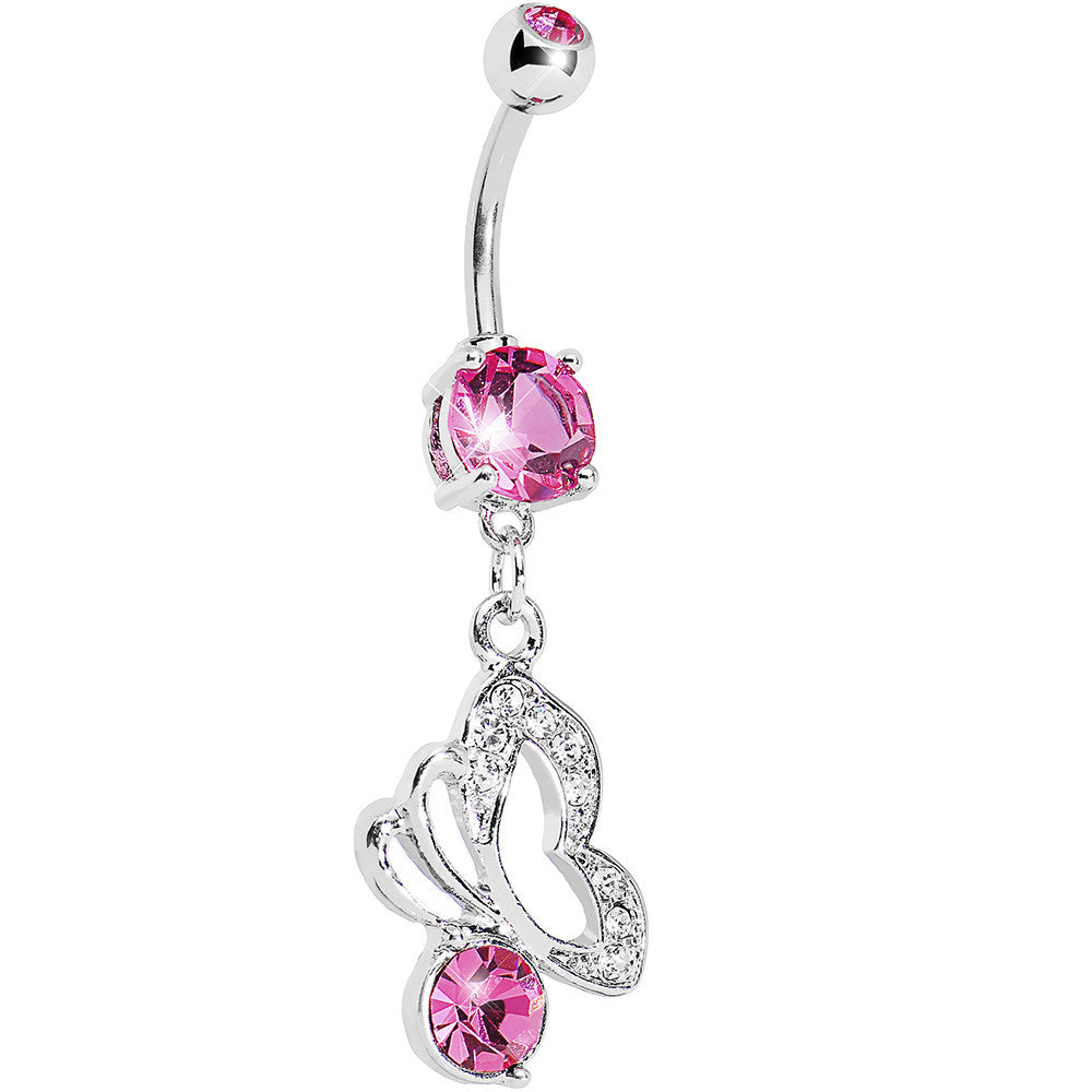 Pink Gem Twinkle Butterfly Belly Ring