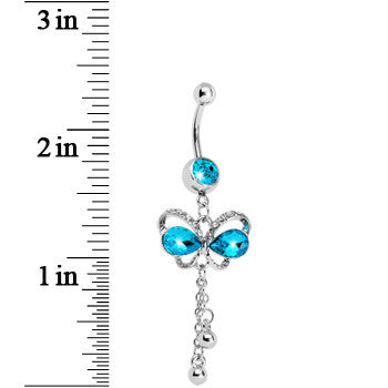 Aqua Gem Teardrop Wing Butterfly Belly Ring