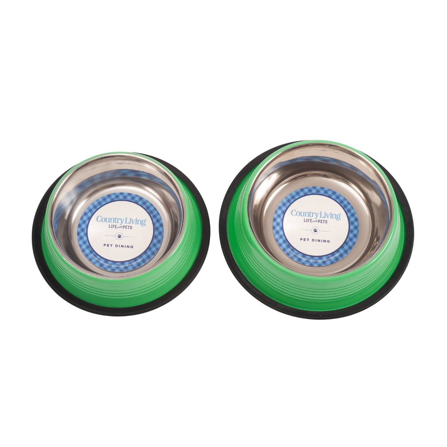 Country Living Set of 2 Ribbed Non-Slip Pet Bowls – Irish Green