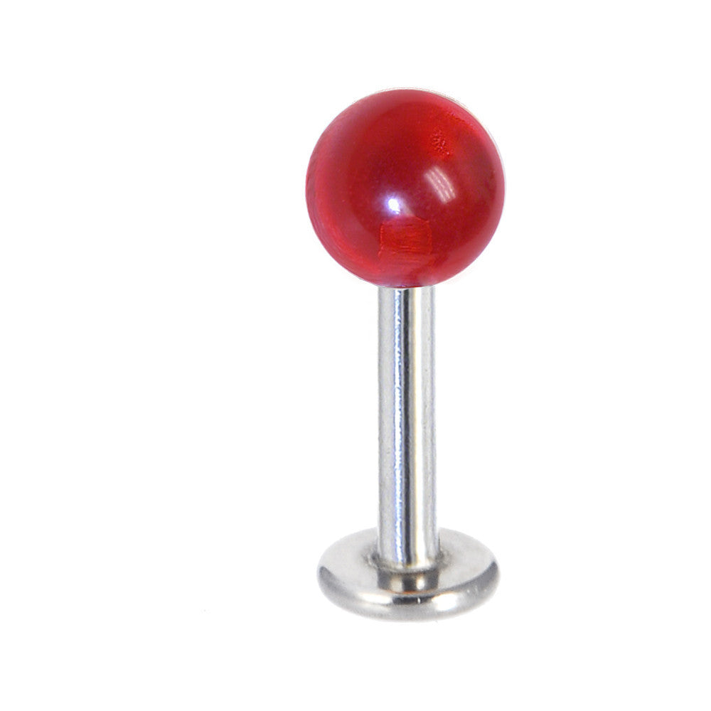 Acrylic Ball NY Apple Red Labret 14G 3/8