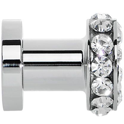 4G Clear Gem Stainless Steel Double Bling Screw Fit Tunnel Plug