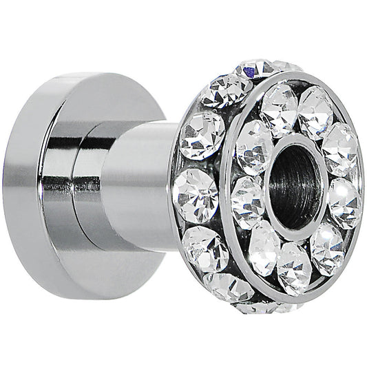 4G Clear Gem Stainless Steel Double Bling Screw Fit Tunnel Plug