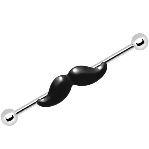 14G Black Mustache Industrial Barbell 36mm