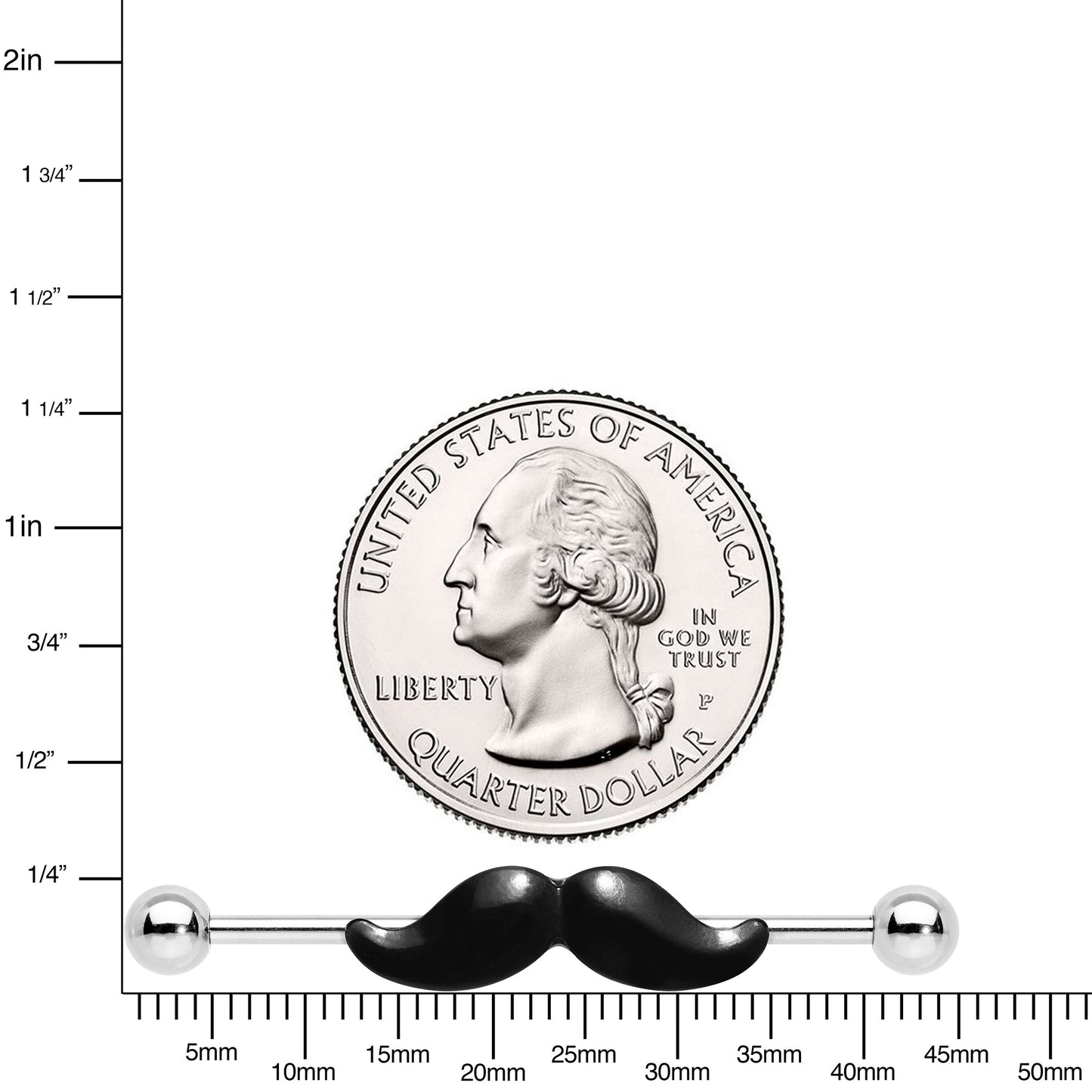 14G Black Mustache Industrial Barbell 36mm