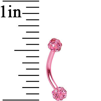 16G Pink Anodized Titanium Ferido Crystal Ball Eyebrow Ring