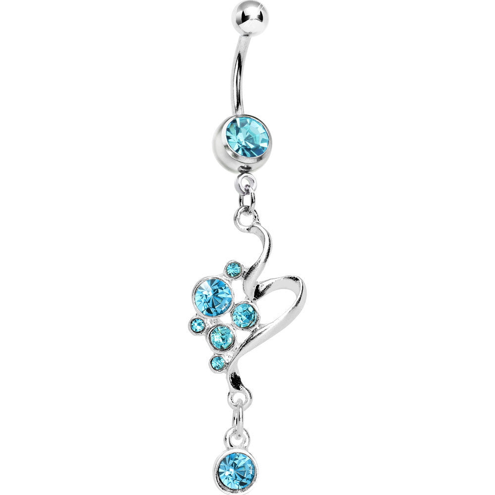 Aqua Gem Bubbles Swirl Drop Belly Ring