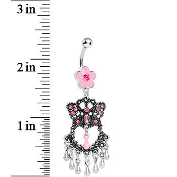 Pink Gem Butterfly Chandelier Belly Ring
