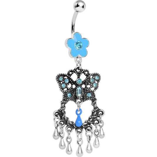 Blue Gem Butterfly Chandelier Belly Ring