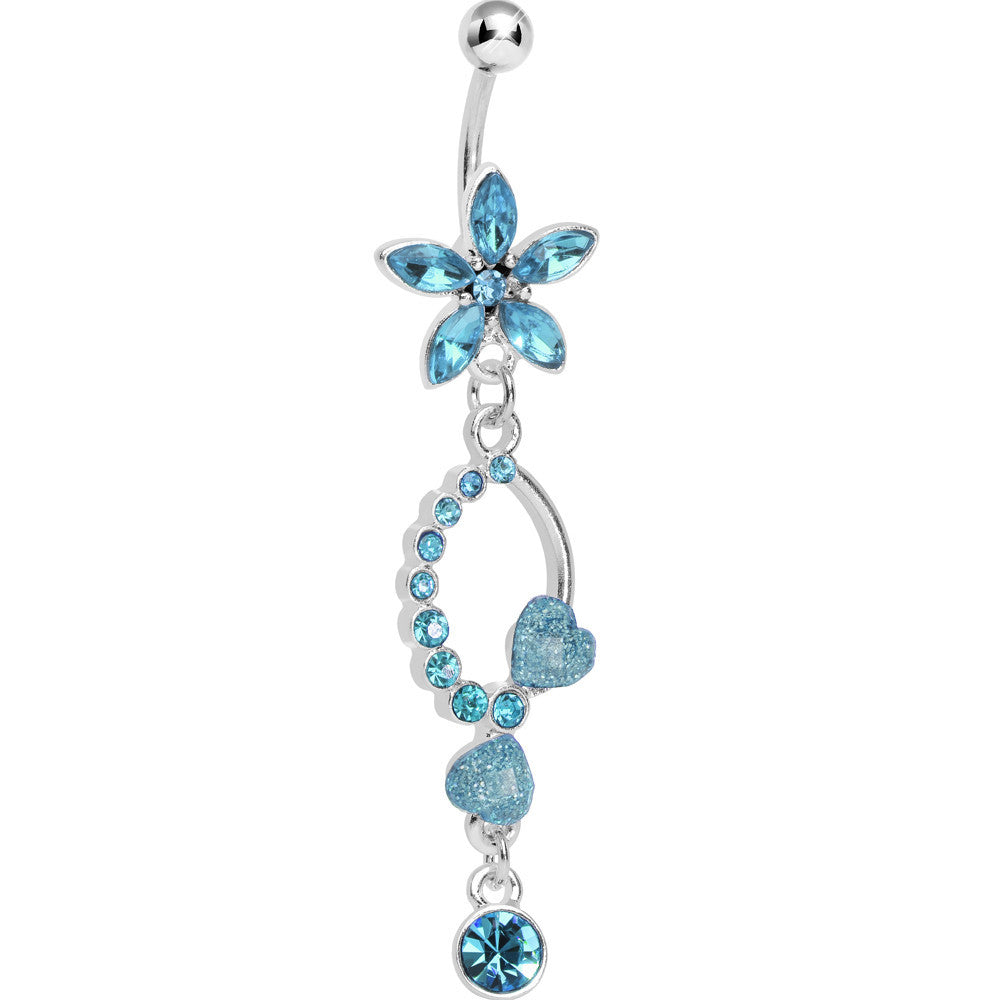 Blue Gem Flirty Flower Drop Belly Ring