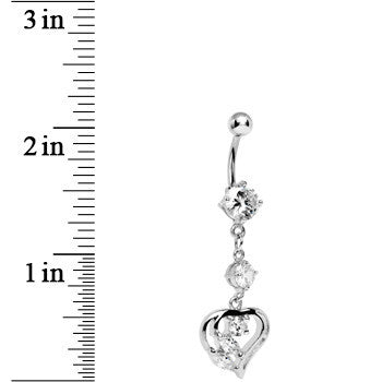 Clear Gem Embellished From the Heart Dangle Belly Ring