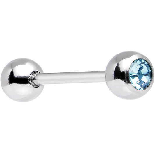 Aquamarine Barbell Tongue Ring Created with Crystals