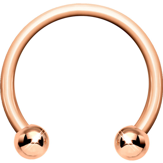 16G Rose Gold Circular Horseshoe Barbell 7/16 3mm Ball