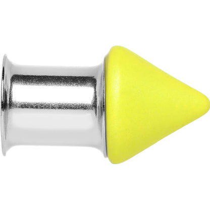 0G Yellow Neon Cone Stainless Steel Plug