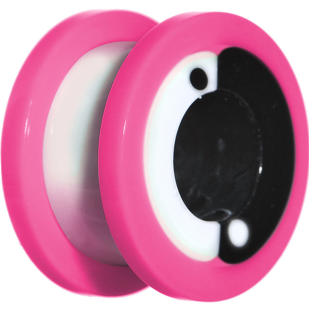 9/16 Pink Neon Acrylic Modern Yin Yang Screw Fit Tunnel Plug