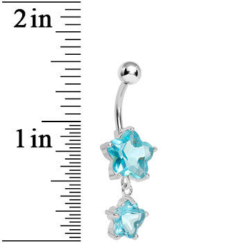Light Blue Gem Flower Drop Belly Ring