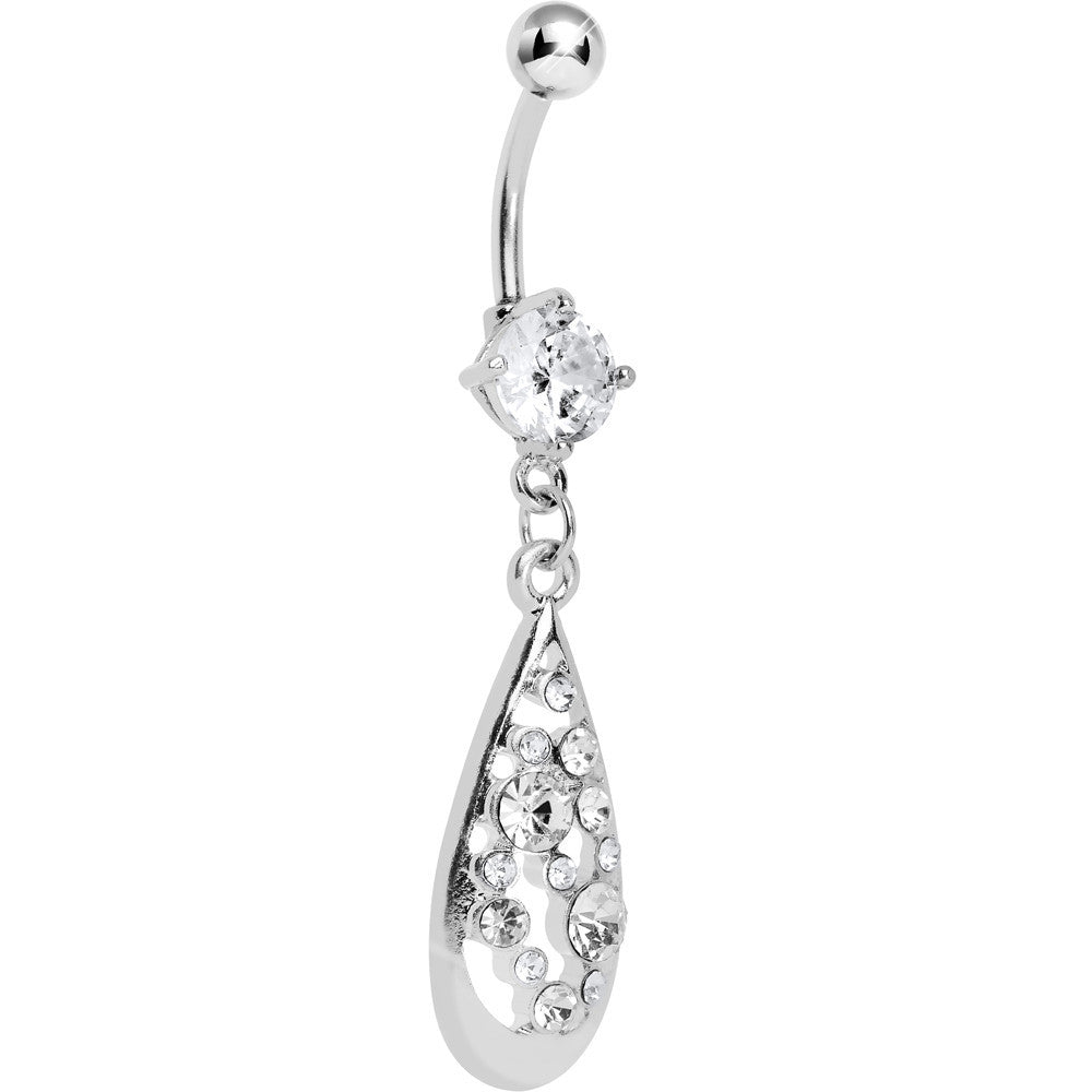 Clear Gem Elegant Teardrop Dangle Belly Ring