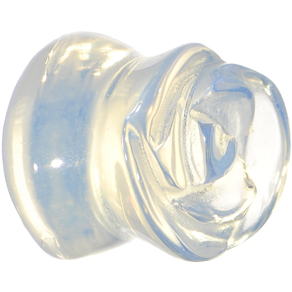 1/2 Natural Opalite Blooming Flower Stone Saddle Plug