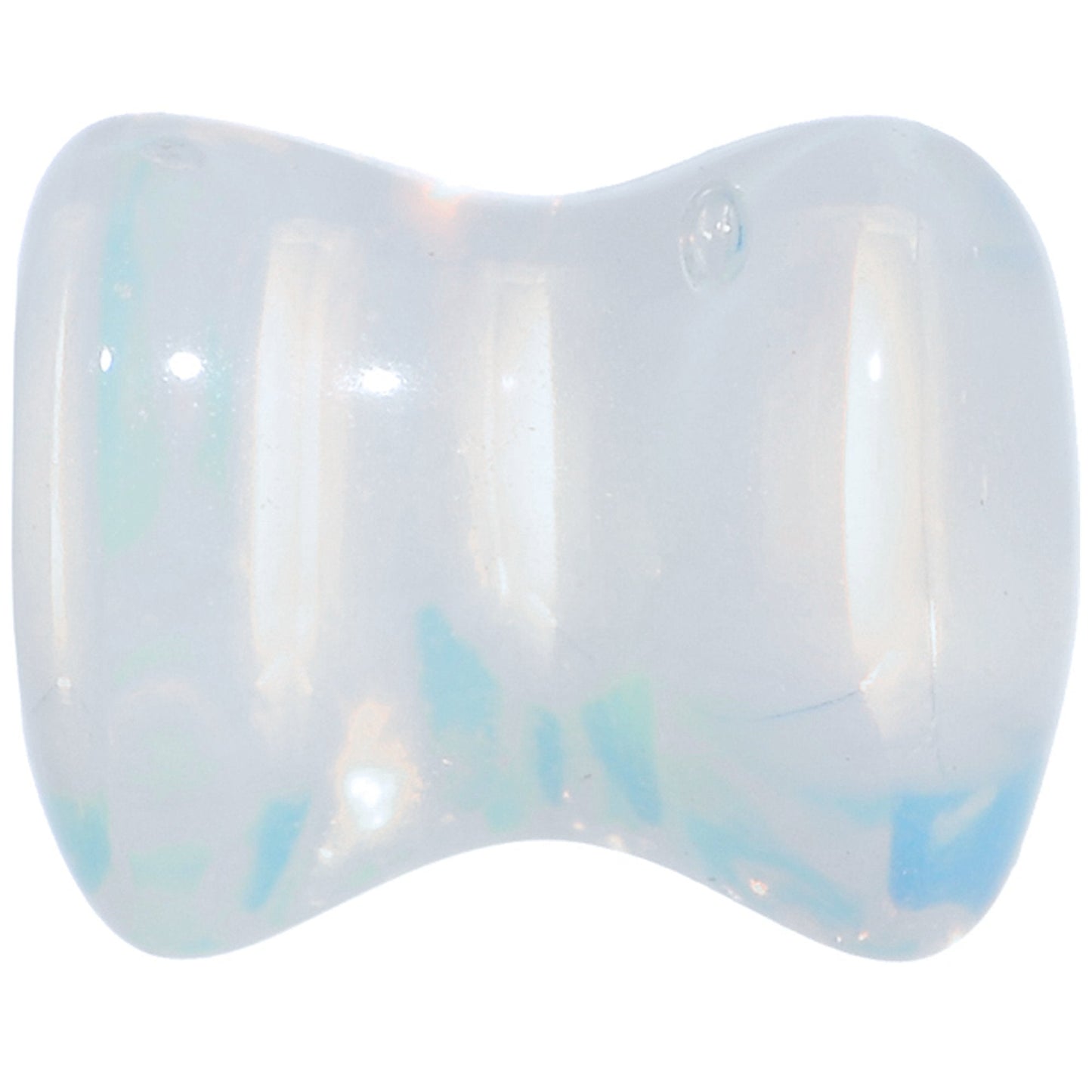 0G Natural Opalite Semi Precious Stone Heart Saddle Plug Set