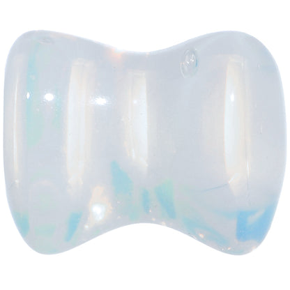 0G Natural Opalite Semi Precious Stone Heart Saddle Plug Set
