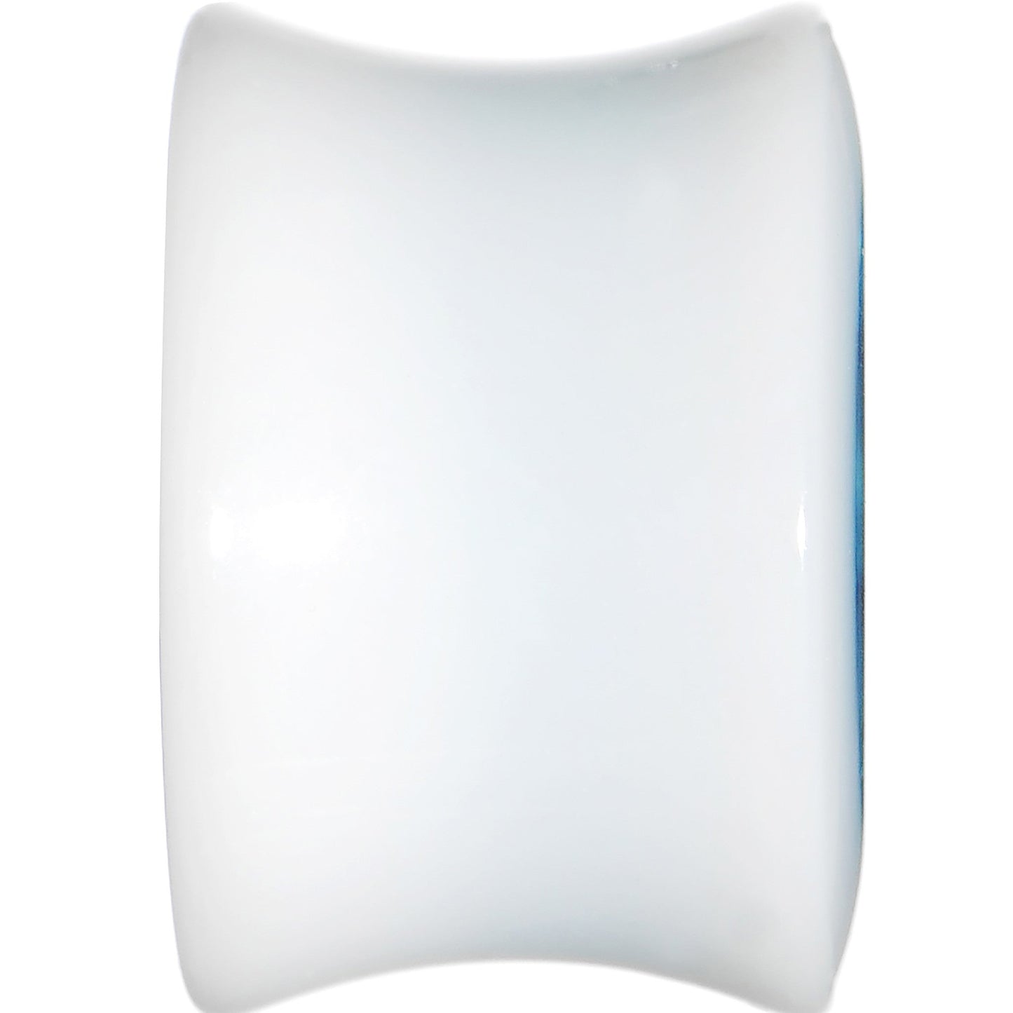 9/16 White Acrylic Aqua Metallic Rose Flower Plug