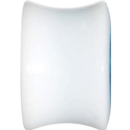 9/16 White Acrylic Aqua Metallic Rose Flower Plug